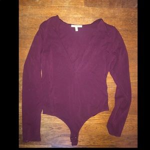 Express Maroon low cut long sleeve